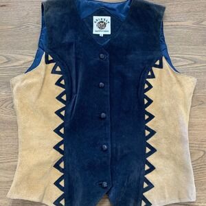 Women's Suede Vest in Black and Tan